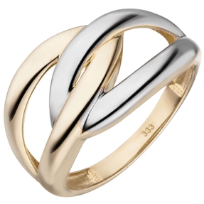 Ring aus 333 Gold Gelbgold bicolor teilrhodiniert B: 11,9mm Fingerring Damen