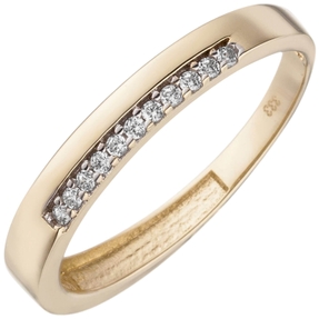 Schmaler Ring aus 333 Gold Gelbgold bicolor mit 11 Zirkonia B: 3mm Damen Schmaler Ring aus 333 Gold Gelbgold bicolor mit 11 Zirkonia B: 3mm Damen
