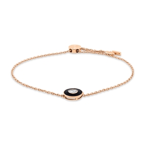 Armband aus 750 Rotgold Emaille schwarz Brillant 0,21ct TW-SI L:16,5cm