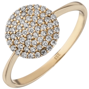 Pavé Ring aus 333 Gold Gelbgold mit 60 Zirkonia B: 10,4mm Goldring Fingerring