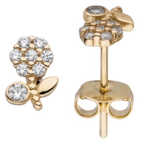 Ohrstecker Blume Blumen aus 333 Gold Gelbgold mit 16 Zirkonia Ohrschmuck Damen Ohrstecker Blume Blumen aus 333 Gold Gelbgold mit 16 Zirkonia Ohrschmuck Damen