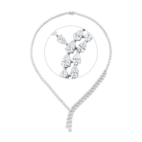 Collier aus 750 Weißgold 122 Diamanten Tropfen-Schliff 14,93ct F-VSI L:42cm