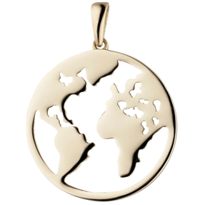 Anhänger Weltkarte aus 333 Gold Gelbgold rund Ø19,8mm flach glänzend Halsschmuck