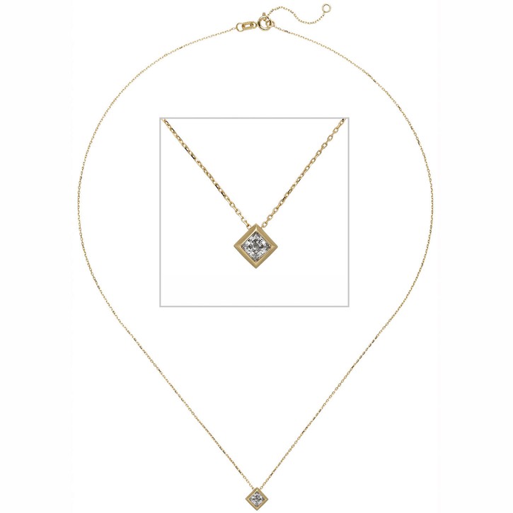 Solitär Collier aus 333 Gelbgold mit Zirkonia