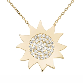 Collier Kette mit Anhänger Sonne aus 333 Gold Gelbgold mit 37 Zirkonia 42-45cm Collier Kette mit Anhänger Sonne aus 333 Gold Gelbgold mit 37 Zirkonia 42-45cm