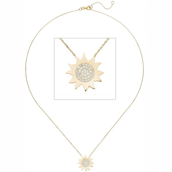 Collier Sonne aus 333 Gelbgold mit 37 Zirkonia