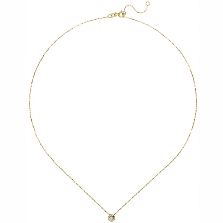 Solitär Collier aus 333 Gelbgold mit Zirkonia in Zargenfassung
