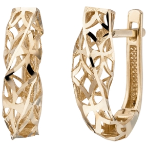 Ohrringe Creolen 18,7x5,7mm 333 Gold Gelbgold gedreht mit Muster Ohrringe Damen