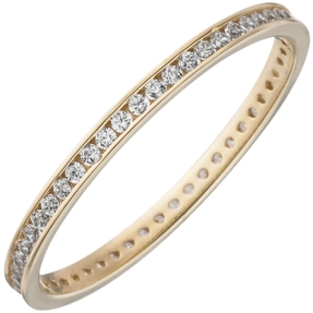 Schmaler Memory Ring aus 333 Gold Gelbgold mit Zirkonia rundum zeitlos Damen Schmaler Memory Ring aus 333 Gold Gelbgold mit Zirkonia rundum zeitlos Damen