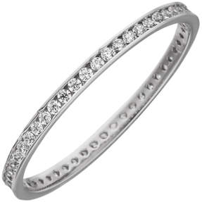 Schmaler Memory Ring aus 333 Gold Weißgold mit Zirkonia rundum zeitlos Damen