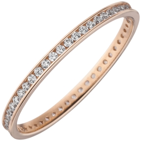 Schmaler Memory Ring aus 333 Gold Rotgold mit Zirkonia rundum zeitlos Damen
