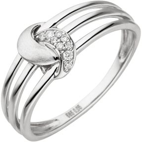 Ring aus 585 Gold Weißgold mit 9 Diamanten Brillanten 0,05 Ct. Fingerring Damen