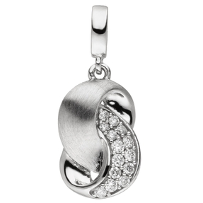 Anhänger aus 585 Gold Weißgold matt mit 14 Diamanten Brillanten 0,08 Ct. Damen