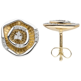 Ohrstecker aus 585 Gold Gelbgold bicolor mit 28 Diamanten Brillanten 0,16 Ct. Ohrstecker aus 585 Gold Gelbgold bicolor mit 28 Diamanten Brillanten 0,16 Ct.
