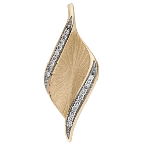 Anhänger aus 585 Gold Gelbgold teil-mattiert mit 19 Brillanten 0,08 Ct.