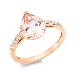 Ring Tropfen 750 Rotgold Morganit 2,2ct rosa 12 Brillanten 0,14ct TW-SI B:10,2mm Ring Tropfen 750 Rotgold Morganit 2,2ct rosa 12 Brillanten 0,14ct TW-SI B:10,2mm