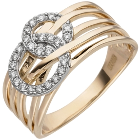 Breiter Ring aus 585 Gold Gelbgold mit 25 Diamanten Brillanten 0,2 Ct. Damen Breiter Ring aus 585 Gold Gelbgold mit 25 Diamanten Brillanten 0,2 Ct. Damen