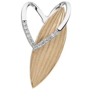 Anhänger aus 585 Gold Gelbgold bicolor teil-mattiert 13 Brillanten 0,09ct. Anhänger aus 585 Gold Gelbgold bicolor teil-mattiert 13 Brillanten 0,09ct.