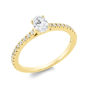 Ring aus 750 Gold Gelbgold 23 Diamanten 0,54ct TW-SI B:5,8mm 4er-Krappe