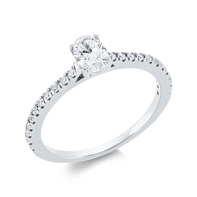 Ring aus 750 Gold Weißgold 23 Diamanten 0,54ct TW-SI B:5,8mm 4er-Krappe