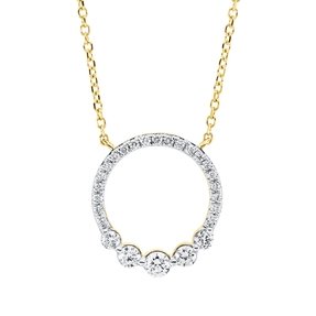 Collier Kreis aus 750 Gelbgold 26 Diamanten 0,3ct TW-SI L:45cm Fassung rhodiniert