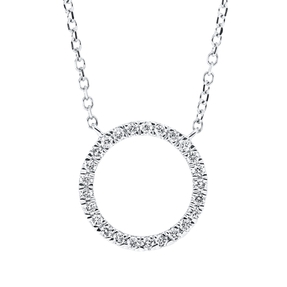 Collier Kreis aus 750 Gold Weißgold 25 Brillanten 0,15ct TW-SI L:45cm