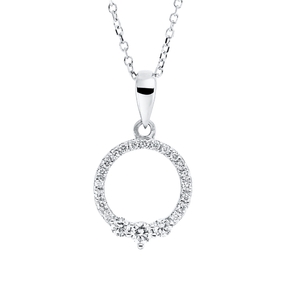 Collier Kreis aus 750 Gold Weißgold 22 Diamanten 0,22ct TW-SI L:45cm