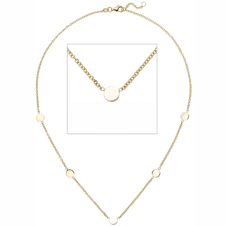 Collier mit 5 Plättchen flach 375 Gelbgold