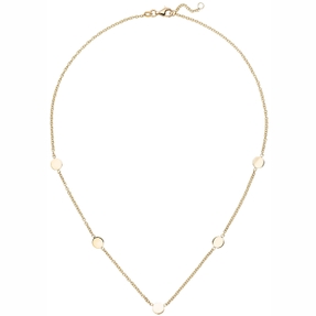 Kette Collier Halskette mit 5 Plättchen flach glänzend 375 Gold Gelbgold 41-43cm