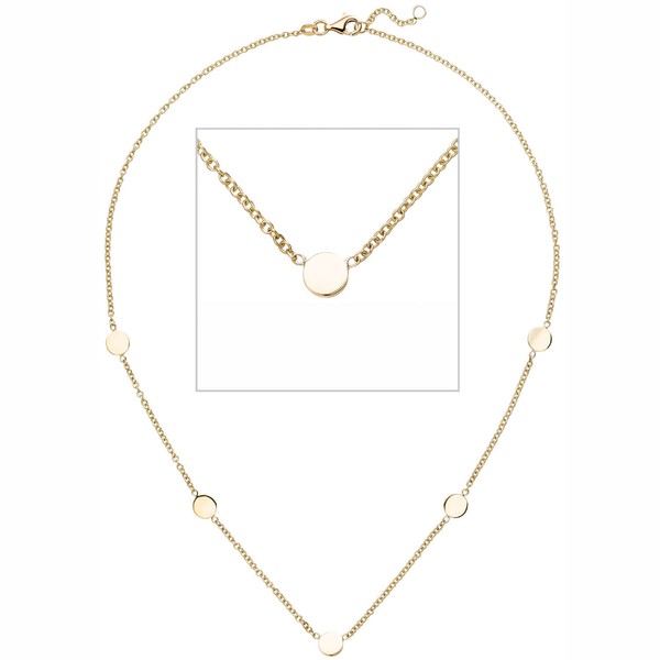 Collier mit 5 Plättchen flach 375 Gelbgold