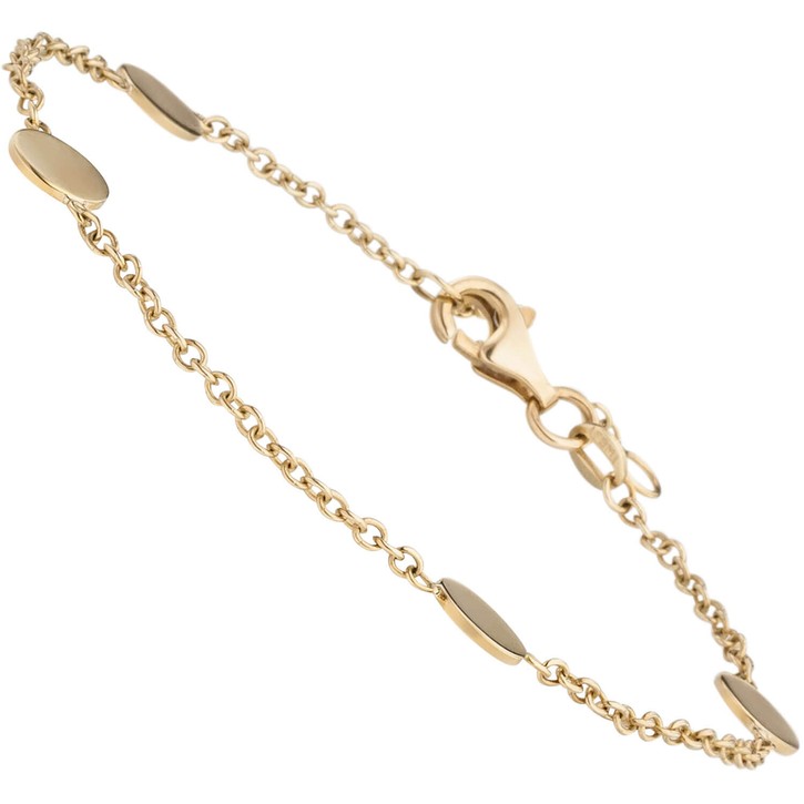 Armband mit 4 Plättchen flach 375 Gelbgold