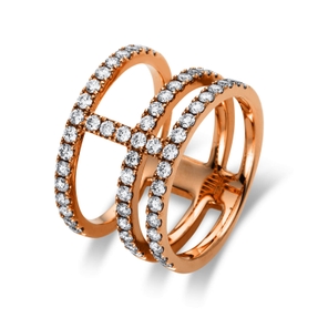 Ring aus 750 Gold Rotgold 55 Brillanten 1,03ct TW-VSI B:13mm