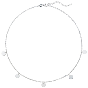 Collier Ankerkette Halskette 925 Silber mit 5 runden Anhänger Plättchen 39-44cm Collier Ankerkette Halskette 925 Silber mit 5 runden Anhänger Plättchen 39-44cm