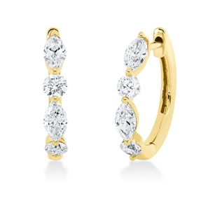 Creolen aus 750 Gold Gelbgold 8 Diamanten 1ct TW-SI 17,8x3mm
