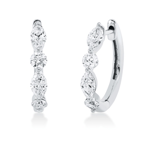 Creolen aus 750 Gold Weißgold 8 Diamanten 1ct TW-SI 17,8x3mm