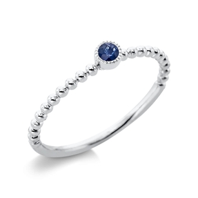 Ring aus 750 Gold Weißgold Saphir 0,07ct blau B:3,2mm