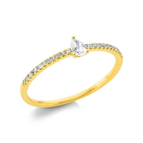 Ring Tropfen aus 750 Gold Gelbgold 25 Diamanten 0,19ct B:4,1mm