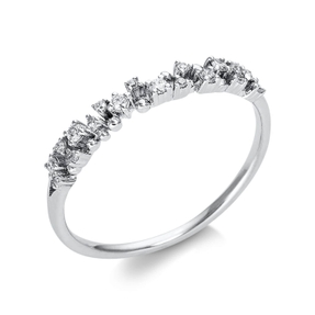 Halb-Memoire Ring aus 750 Weißgold 18 Brillanten 0,12ct TW-SI B:2,7mm