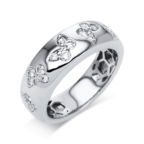 Ring aus 750 Gold Weißgold 20 Brillanten 0,41ct TW-VSI B:7,1mm