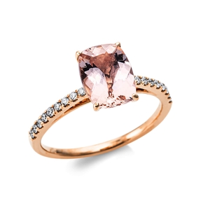 Ring aus 750 Rotgold Morganit 1,78ct rosé 18 Diamanten 0,15ct TW-SI B:8,8mm