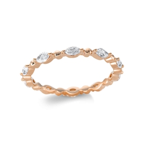 Ring aus 750 Gold Rotgold 10 Diamanten Navette-Schliff 0,63ct TW-SI B:2,3mm