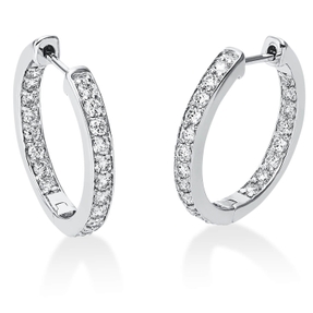Creolen aus 750 Gold Weißgold 40 Brillanten 1,02ct TW-SI 20,5x2,9mm