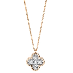 Collier Kleeblatt aus 750 Rotgold 4 Brillanten 0,39ct TW-SI 1 Brillant 0,04ct TW-SI Collier Kleeblatt aus 750 Rotgold 4 Brillanten 0,39ct TW-SI 1 Brillant 0,04ct TW-SI