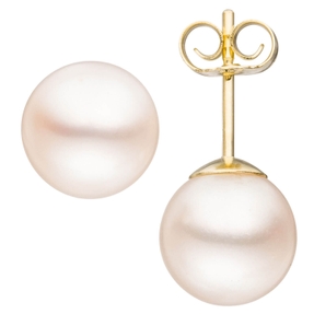 Paar Ohrstecker mit Süßwasser Perlen 8,5mm 585 Gold Gelbgold Ohrschmuck Damen
