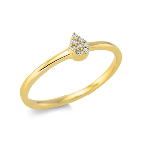 Ring Tropfen aus 750 Gold Gelbgold 8 Brillanten 0,04ct TW-SI B:4,8mm