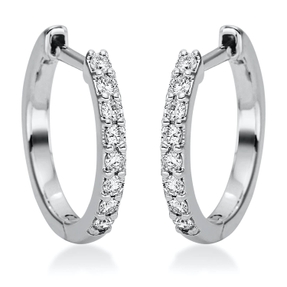 Creolen aus 750 Gold Weißgold 16 Brillanten 0,16ct TW-SI 13,9x1,6mm