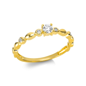 Ring aus 750 Gold Gelbgold 7 Brillanten 0,24ct TW-SI B:3,4mm