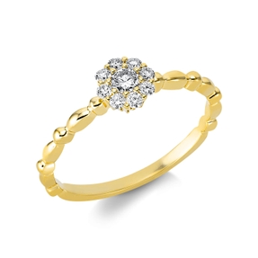 Ring aus 750 Gold Gelbgold 9 Brillanten 0,21ct TW-SI B:5,8mm