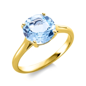 Ring aus 750 Gold Gelbgold Topas 3,4ct skyblue Ø8,8mm 4er-Krappe