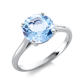 Ring made of 750 White Gold Topaz 3.6ct skyblue Ø8.8mm 4-prong setting